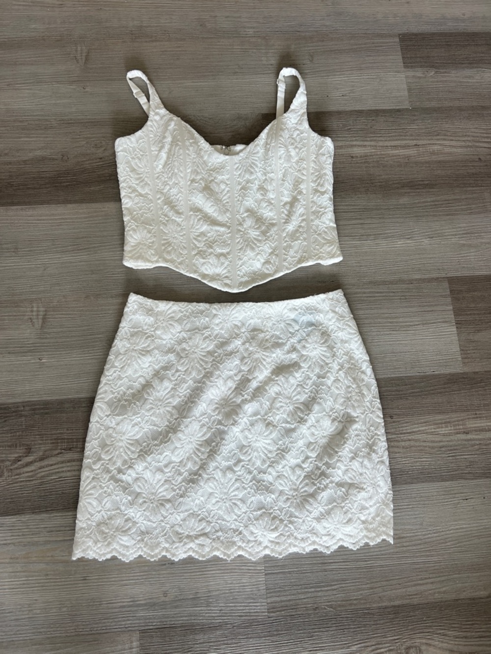 Anthropologie White Lace Mini Skirt